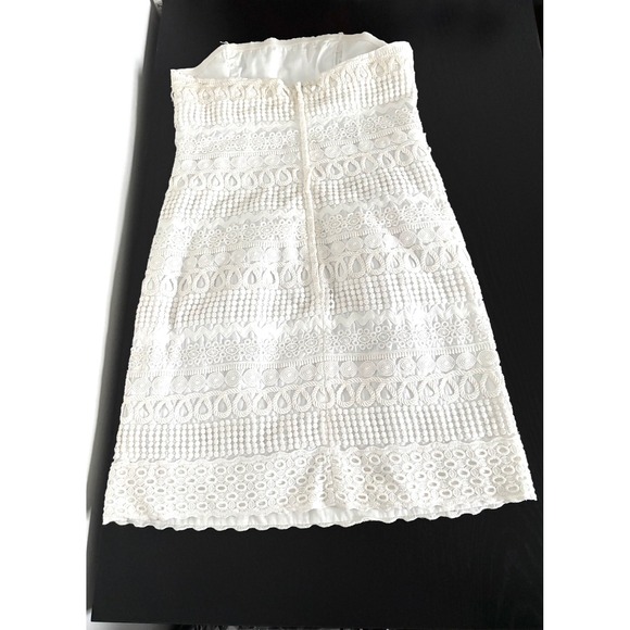 Resort Prep Lilly Pulitzer Dress Size 8 White Strapless Lace Cotton Lined Zipper - Picture 10 of 15